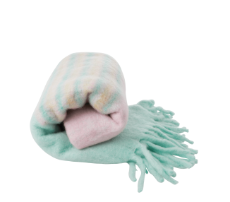 Rice - Wool Mix Blanket - Pink and Mint Stripes