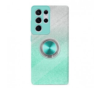 Funda Silicona Brillante Samsung Galaxy S21 Ultra con Imán Soporte de Anilla