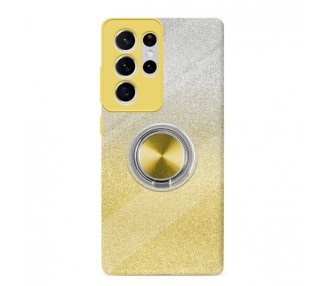 Funda Silicona Brillante Samsung Galaxy S21 Ultra con Imán Soporte de Anilla