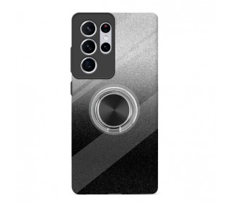 Funda Silicona Brillante Samsung Galaxy S21 Ultra con Imán Soporte de Anilla