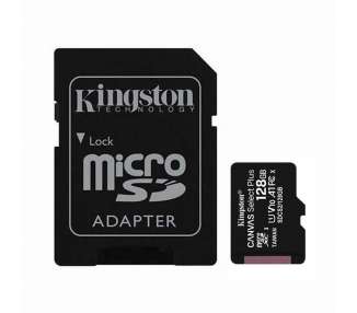 Tarjeta de memoria kingston canvas select plus 128gb microsd xc con adaptador/ clase 10/ 100mbs