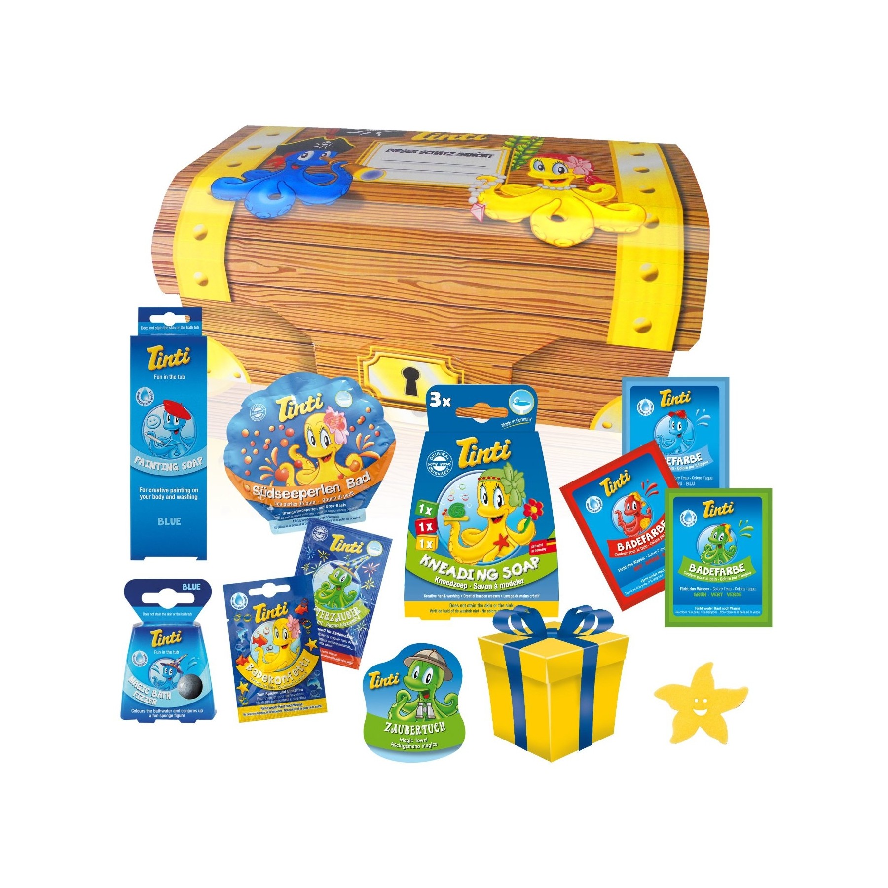 Tinti - Divertida Caja de Tesoro Grande de Sales de Baño