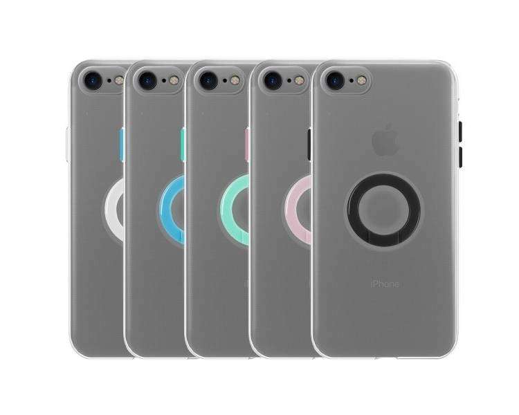 Funda iPhone 7/8 Transparente con Anilla - 5 Colores