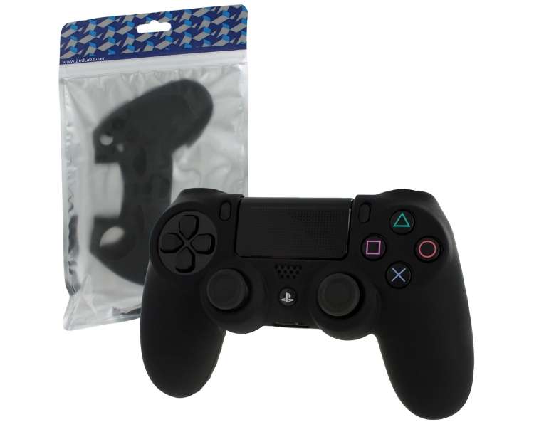 ZedLabz soft silicone rubber skin grip cover for Sony PS4 controller with ribbed handle - black