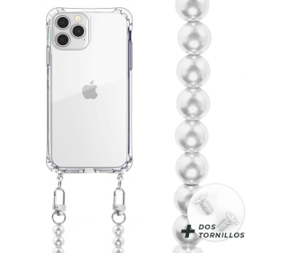 Cordón Perlas Universal con Enganche y Tornillo para Funda de Móvil - BLANCO