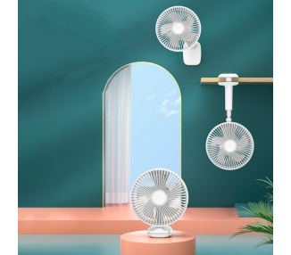 Ventilador APOKIN F8 Recargable 1800mha de Pinza Blanco