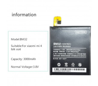 Bateria Para Xiaomi Mi4 Mi 4, Mpn Original: Bm32
