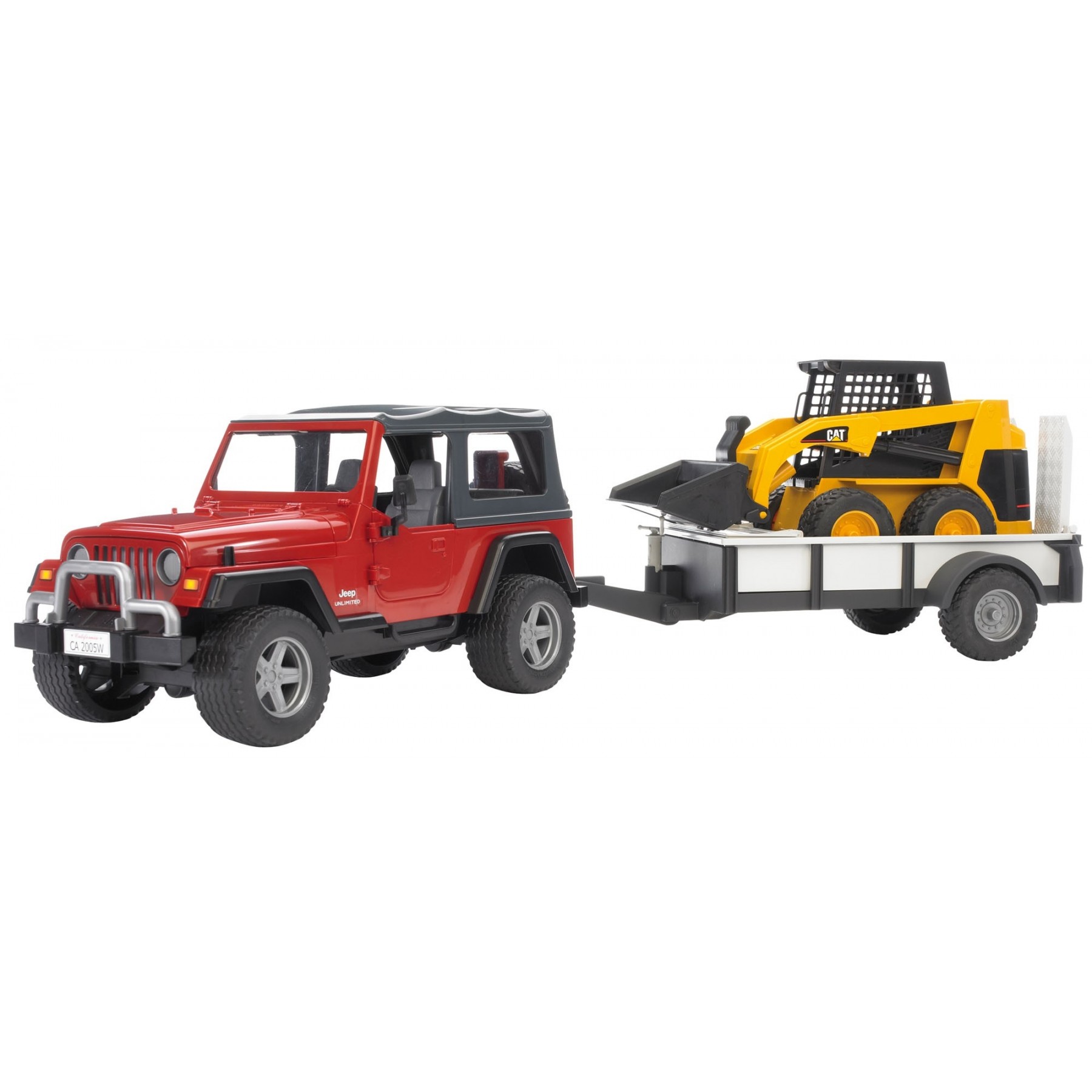 Bruder - Jeep Wrangler w. Trailer & Caterpillar Skid Steer Loader (2924)