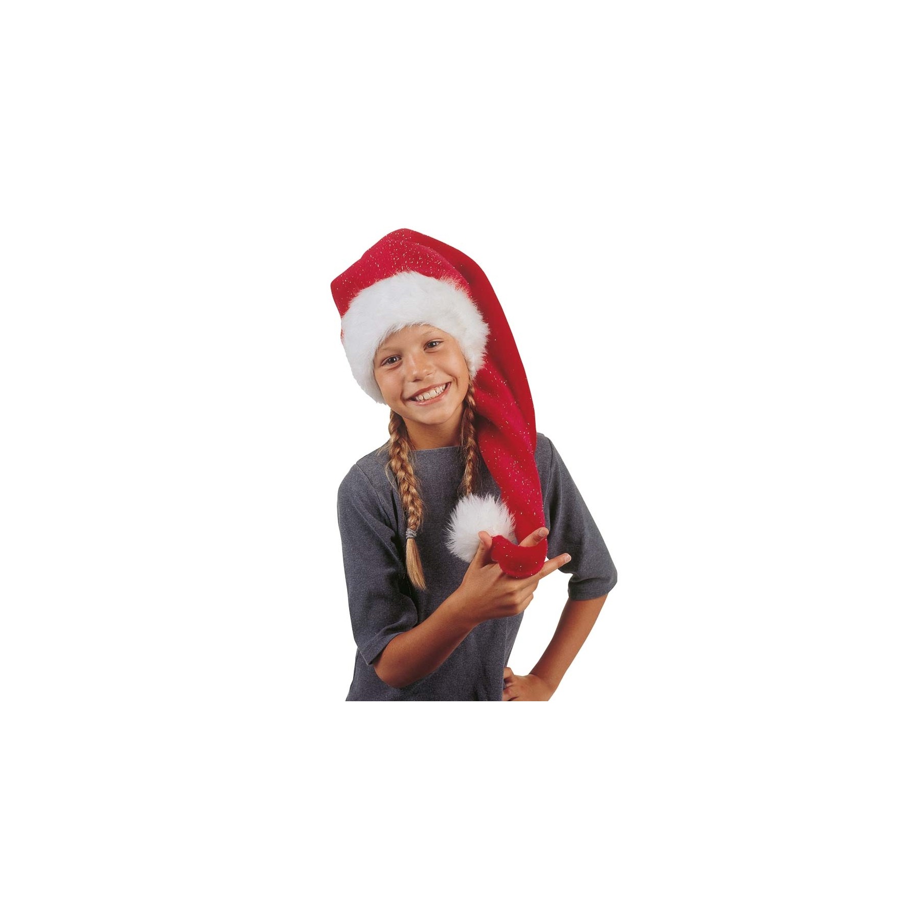 Kids Santa hat with glitter, extra long (48529)