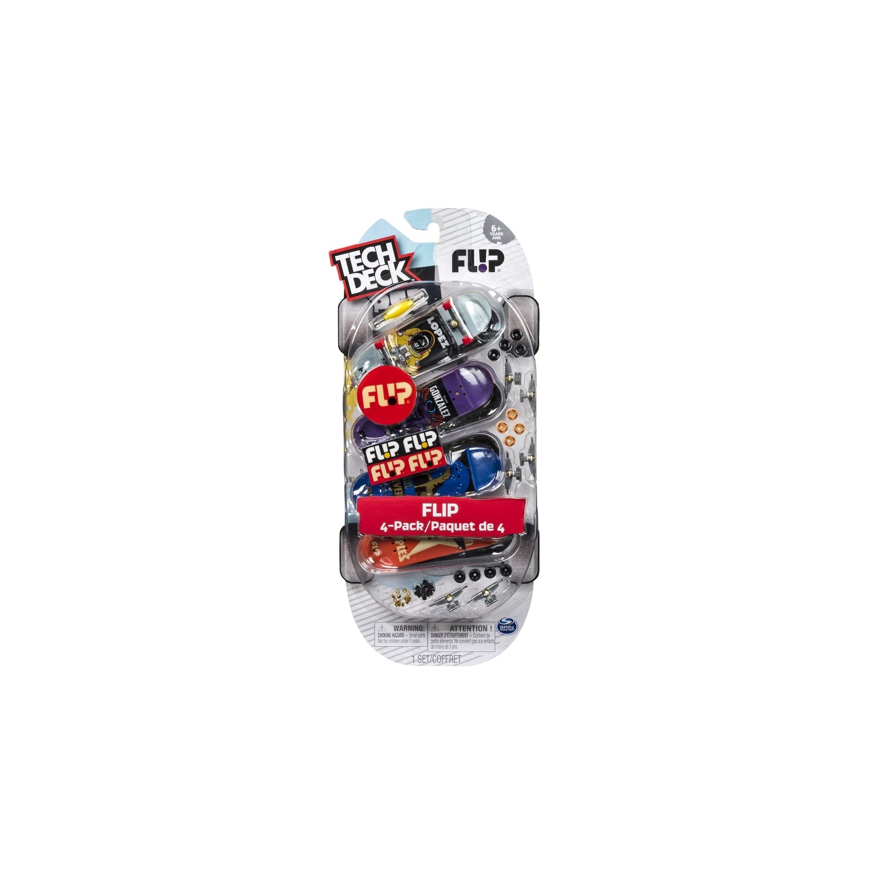 Tech Deck, Paquete De 4 Monopatines De Dedo, Flip (6028815)