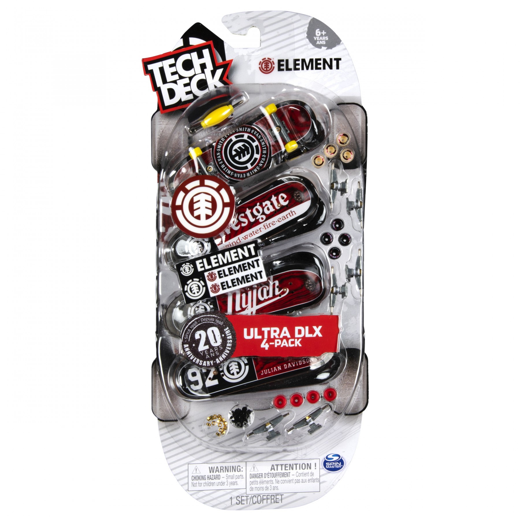 Tech Deck, Pack De 4 Monopatines De Dedo, Ultra Dlx Element (6028815)