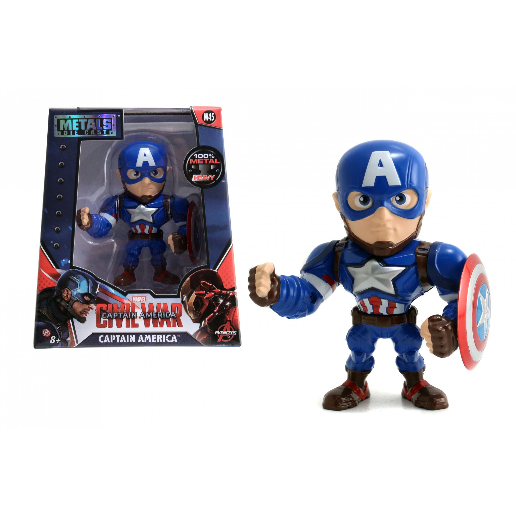 Jada Toys Marvel Avenger Civil War Captain America 4 inch Metals Diecast Figure - Captain America