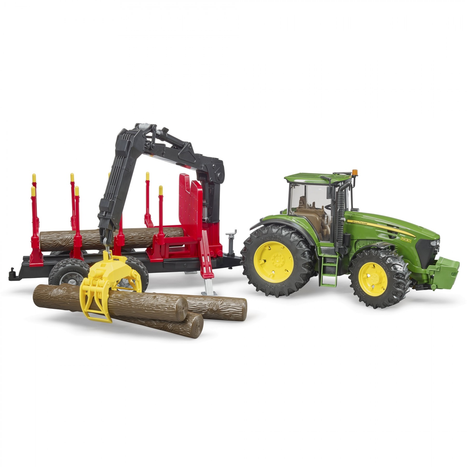 Bruder - John Deere 7930 with forestry trailer and 4 trunks (BR3054)