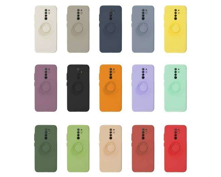 Funda Gel Silicona Suave Flexible para Xiaomi Redmi Note 9T con Imán y Soporte de Anilla 360º 7 Colores