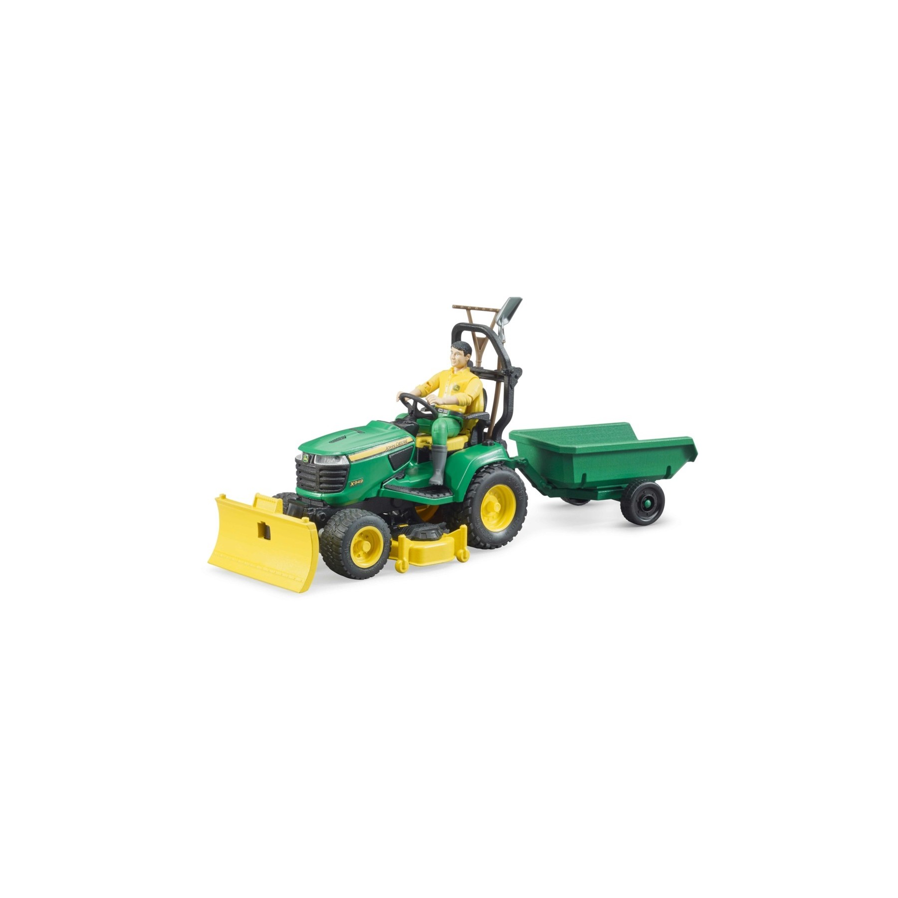Bruder -  BWorld John Deere Lawn Tractor with trailer and gardener (BR62104)
