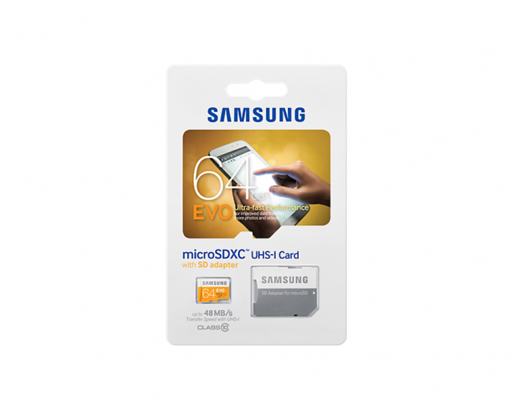 MICRO SD SAMSUNG 64GB EVO C10 R100/W60 CON ADAPTADOR