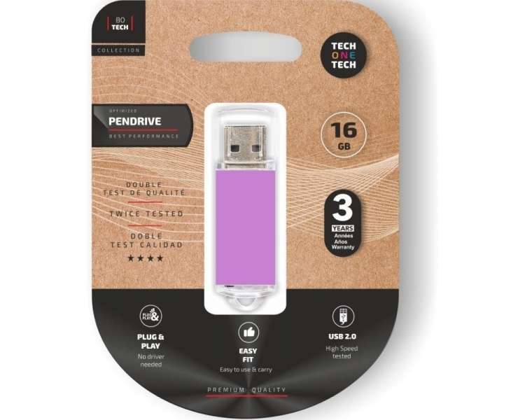 Memoria USB Pen Drive 16gb tech one tech basic usb 2.0/ purpura claro