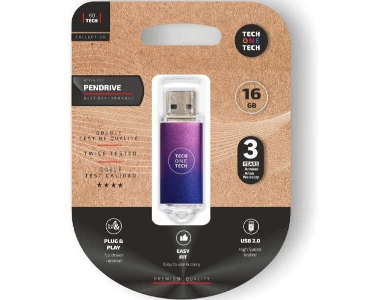 Memoria USB Pen Drive 16gb tech one tech be fade usb 2.0/ purpura degradado