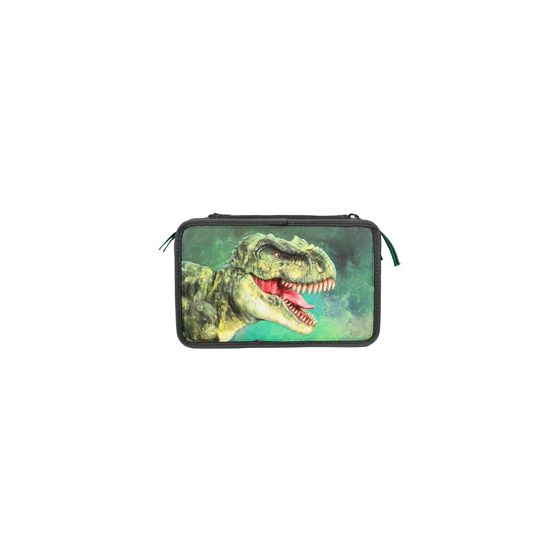 Dino World - Triple Pencil Case - Green With 3D Effect - ( 0412475 )