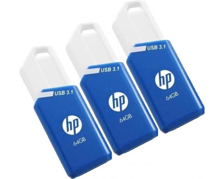 Memoria USB USB 3.1 HP 64GB X755W PACK DE 3 AZUL