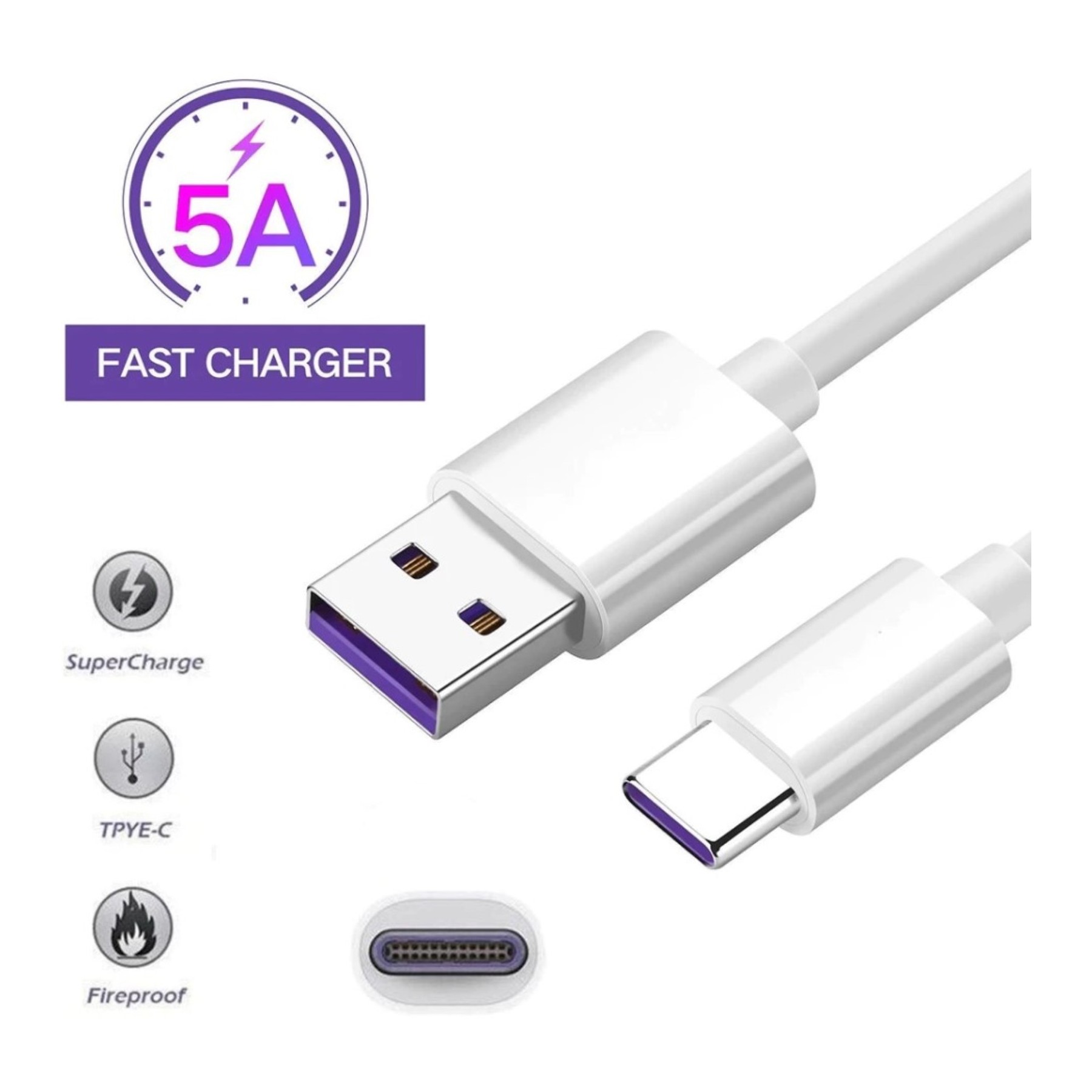 Cable de Carga Ultra Rápida y Datos 5A Cargador Rápido Quick Super Charge para Huawei P40 Pro P30 P20 Mate 30 20