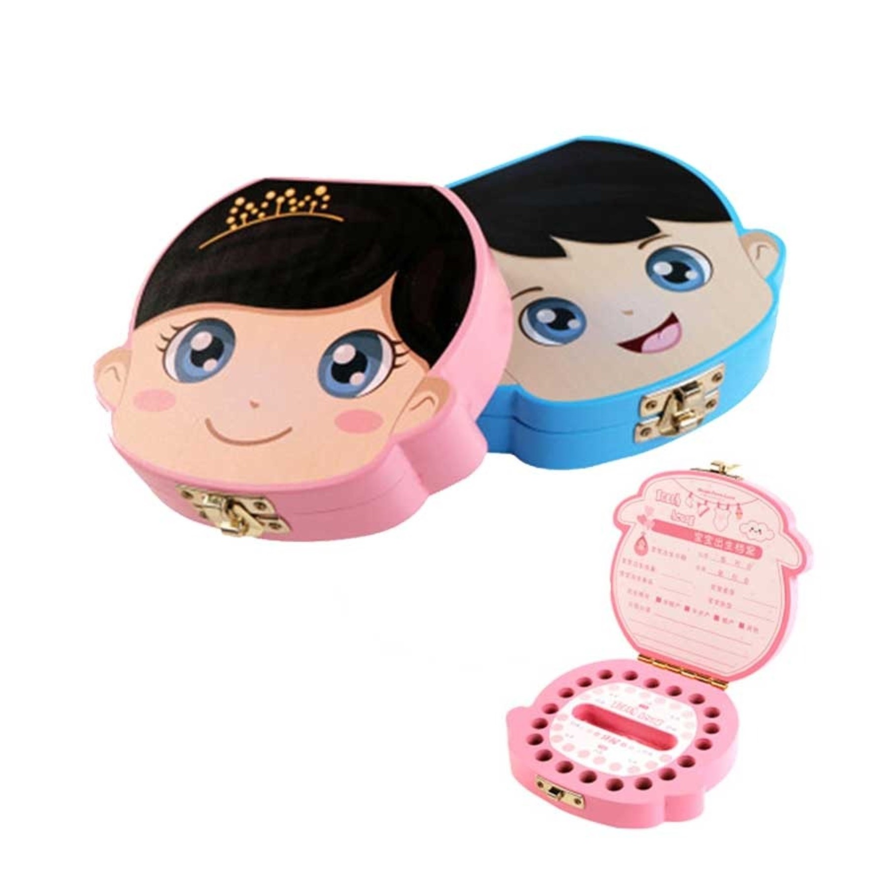 Caja de madera para dientes de bebé, organizador para dientes de leche