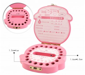 Caja de madera para dientes de bebé, organizador para dientes de leche