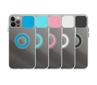 Funda iPhone 12 Pro Transparente con Anilla y Cubre Cámara 5 Colores
