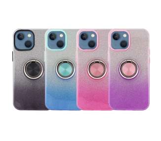 Funda Silicona Brillante iPhone 13 6.1" con Imán y Soporte de Anilla 360º 5 Colores