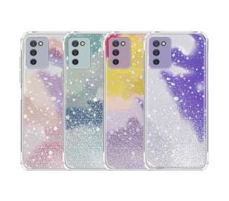Funda Gel Transparente Purpurina Protección Cámara 3D Samsung Galaxy A03S 4 -Colores