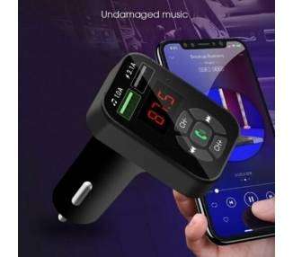 Transmisor FM Bluetooth 5.0 MP3 Micro SD Radio Cargador Carga Rapida Coche