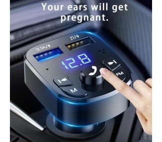 Transmisor FM Bluetooth 5.0 MP3 Micro SD Radio Cargador Carga Rapida Coche