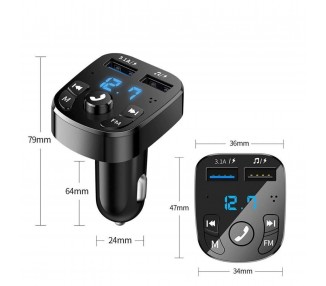 Transmisor FM Bluetooth 5.0 MP3 Micro SD Radio Cargador Carga Rapida Coche