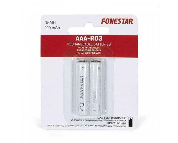 Pack De 2 Pilas Bateria AAA Bateria Fonestar R03 1.2V Recargables