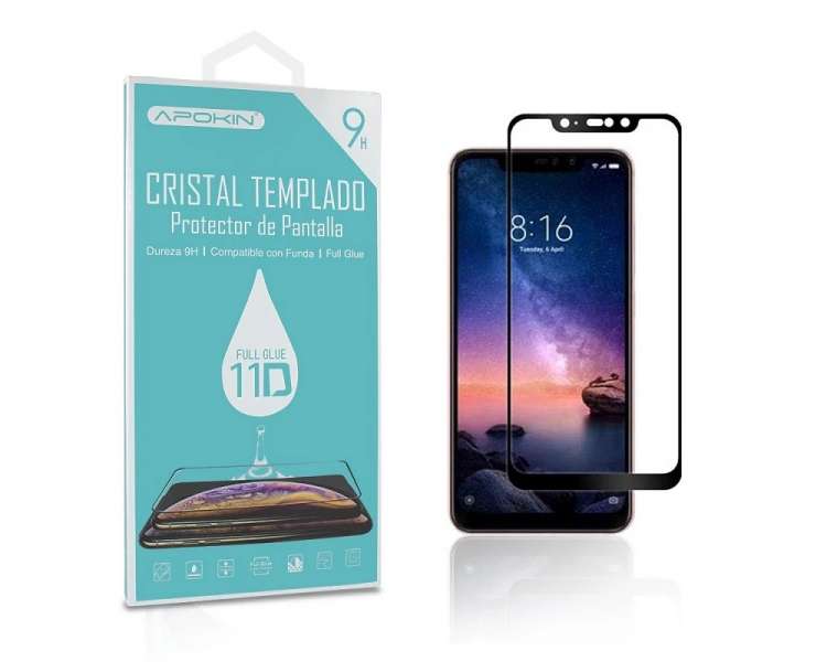 Cristal templado Full Glue 11D Premium Xiaomi Redmi Note 6 Protector de Pantalla Curvo Negro