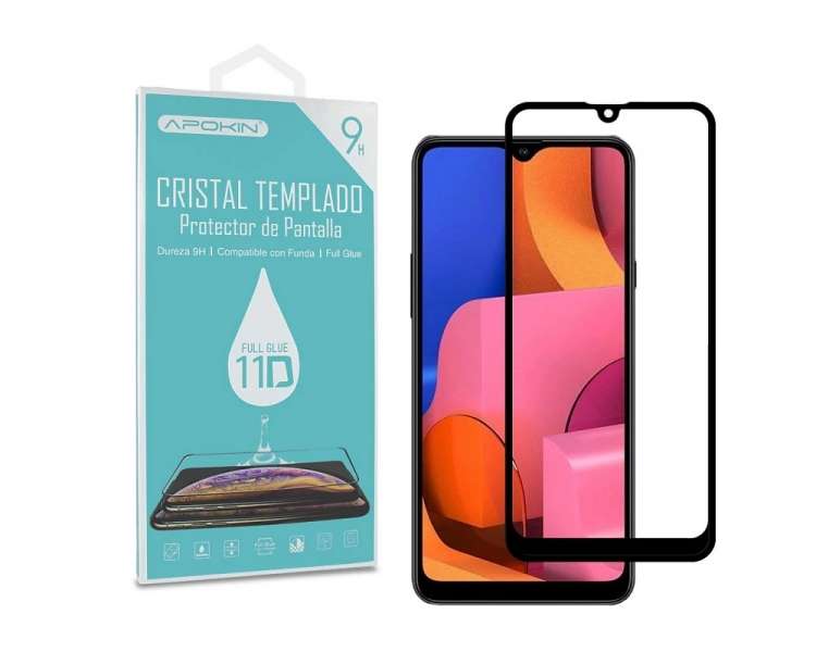 Cristal templado Full Glue 11D Premium Samsung Galaxy A20S Protector de Pantalla Curvo Negro