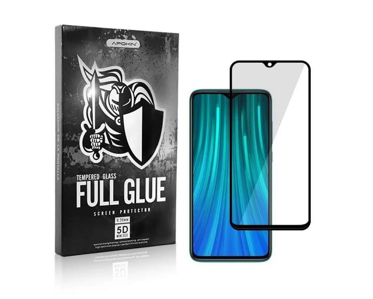 Cristal templado Full Glue 5D Xiaomi Note 8 Pro Protector de Pantalla Curvo Negro