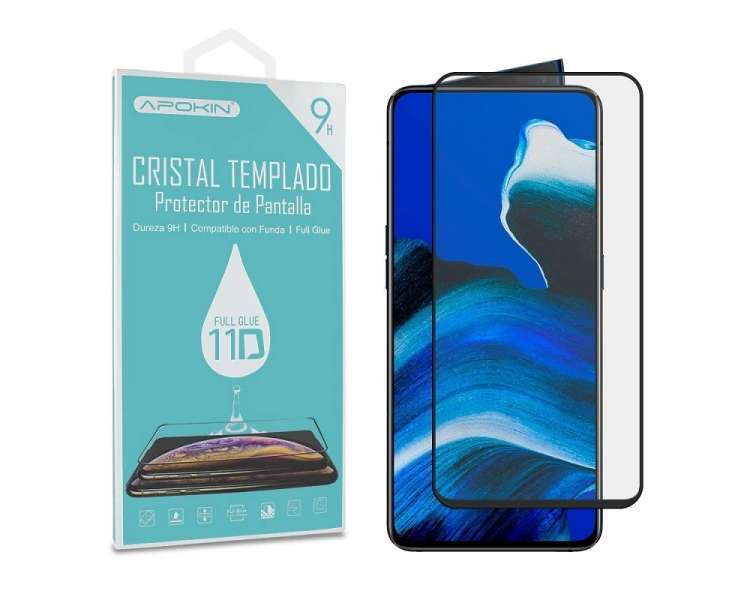 Cristal templado Full Glue 11D Premium Oppo Reno 2 2019 Protector de Pantalla Curvo Negro