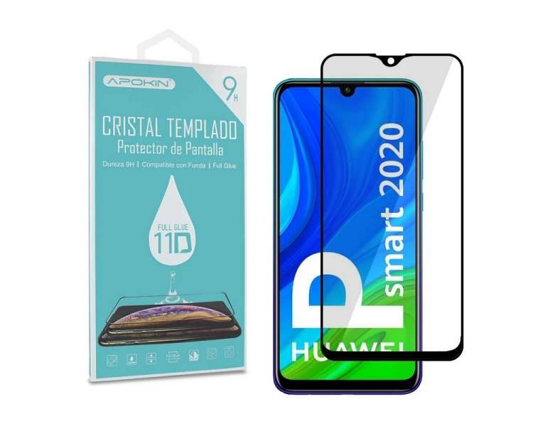 Cristal templado Full Glue 11D Premium Huawei P Smart 2020/2019 Protector de Pantalla Curvo Negro