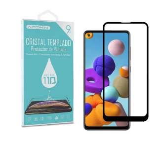 Cristal templado Full Glue 11D Premium Samsung Galaxy A21 / A21S Protector de Pantalla Curvo Negro