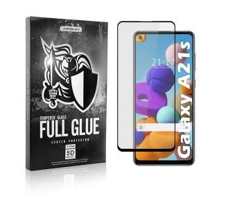 Cristal templado Full Glue 5D Samsung Galaxy A21S Protector de Pantalla Curvo Negro