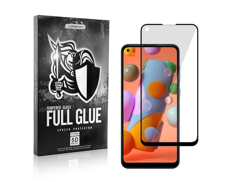 Cristal templado Full Glue 5D Samsung Galaxy A11 Protector de Pantalla Curvo Negro