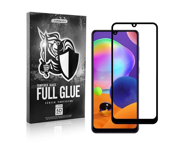 Cristal templado Full Glue 5D Samsung Galaxy A31/A32-4G/Y6P Protector de Pantalla Curvo Negro