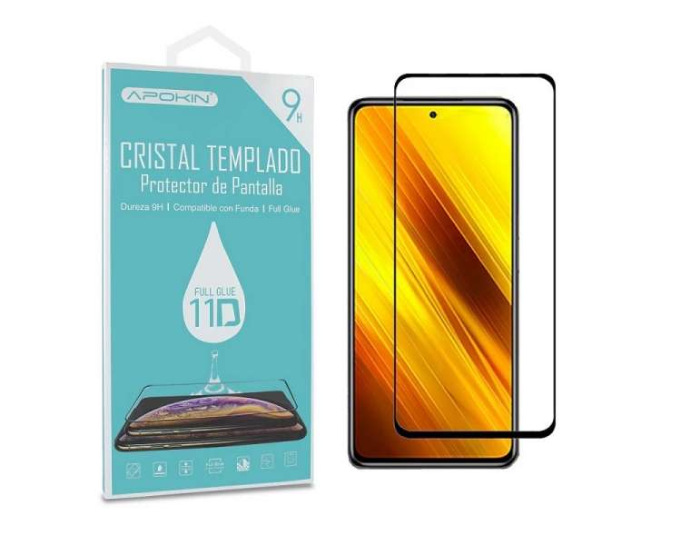 Cristal templado Full Glue 11D Premium Xiaomi Pocophone X3 Protector de Pantalla Curvo Negro