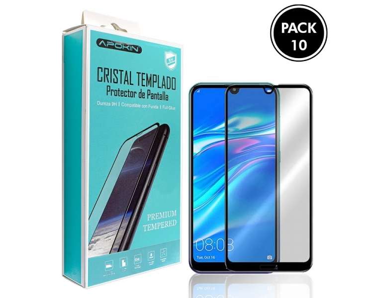 (Pack-10) Cristal templado Full Glue 9H Xiaomi Redmi 8 Protector de Pantalla Curvo Negro
