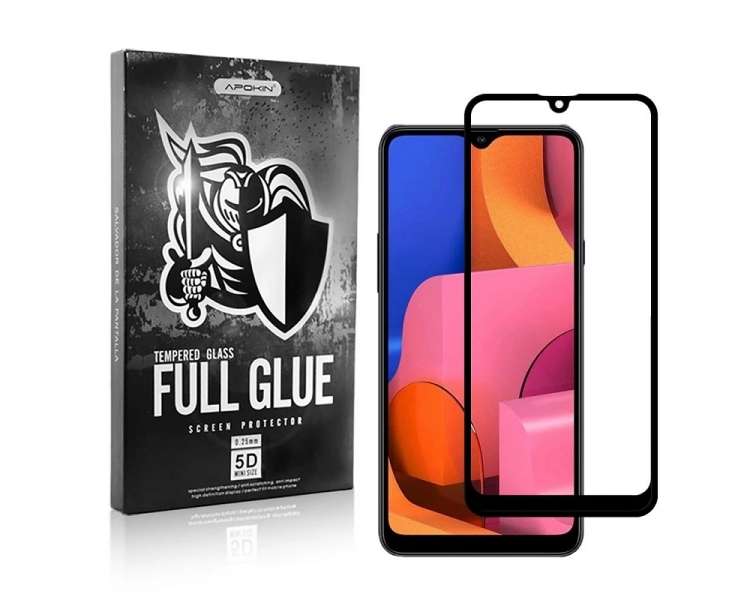 Cristal templado Full Glue 5D Samsung Galaxy A20S Protector de Pantalla Curvo Negro