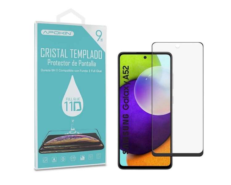 Cristal templado Full Glue 11D Premium Samsung Galaxy A52/A53 Protector de Pantalla Curvo Negro