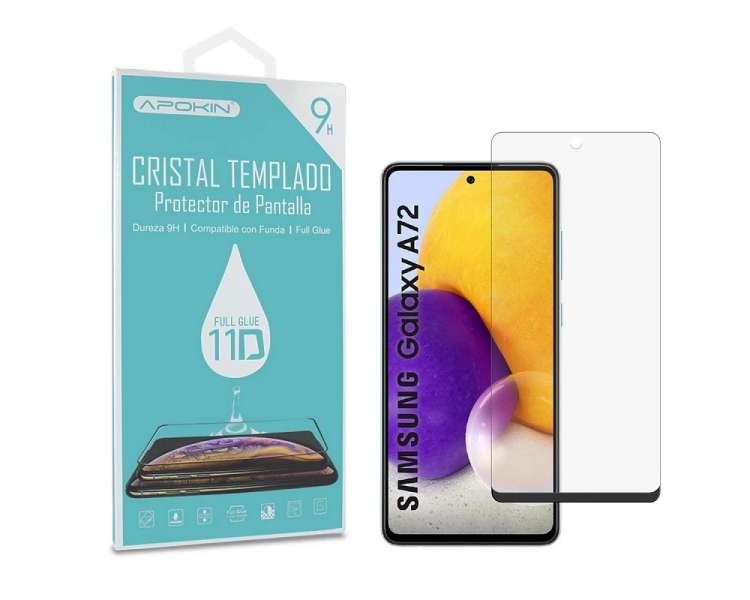 Cristal templado Full Glue 11D Premium Samsung Galaxy M53/A72 Protector de Pantalla Curvo Negro