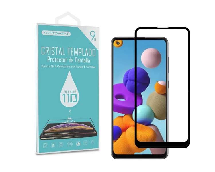 Cristal templado Full Glue 11D Premium Samsung Galaxy A22-4G/A31/A32-4G/Y6P Protector de Pantalla Curvo Negro