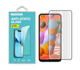 Cristal templado Full Glue 9H con Pegamento Anti-Estático Samsung A11/ Redmi Note 9 Protector de Pantalla Curvo Negro